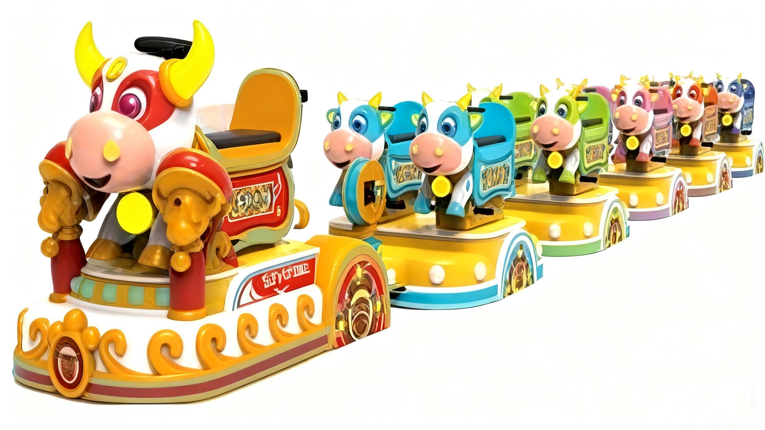 Exotic animal train featuring tigers, monkeys and parrots