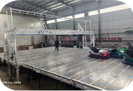 Hydraulic folding mobile ground grid bumper car