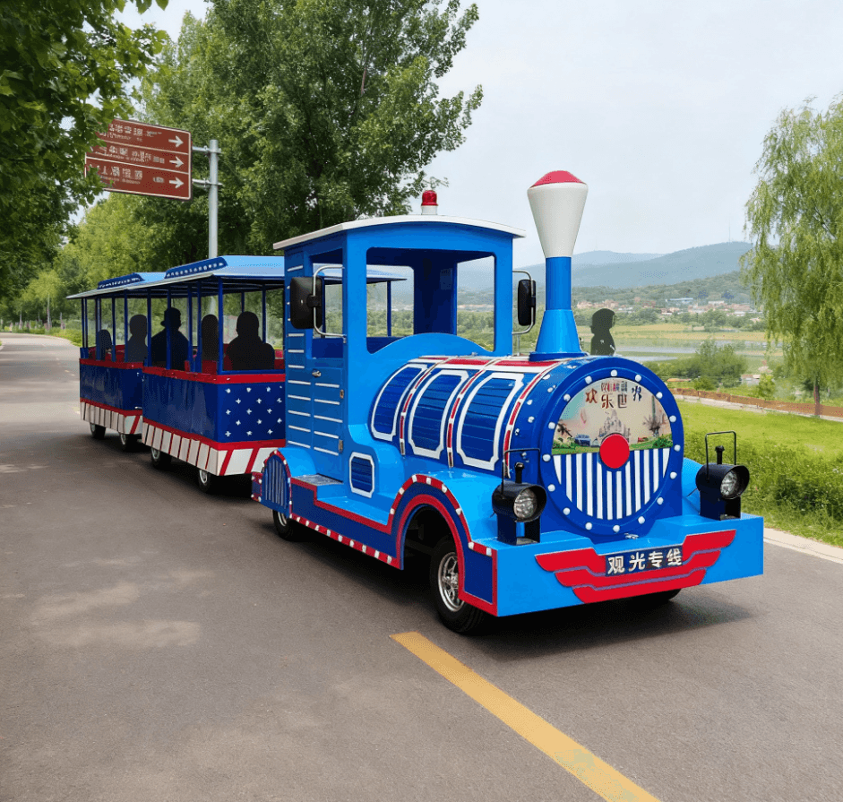 Vintage train with passengers enjoying the ride through countryside