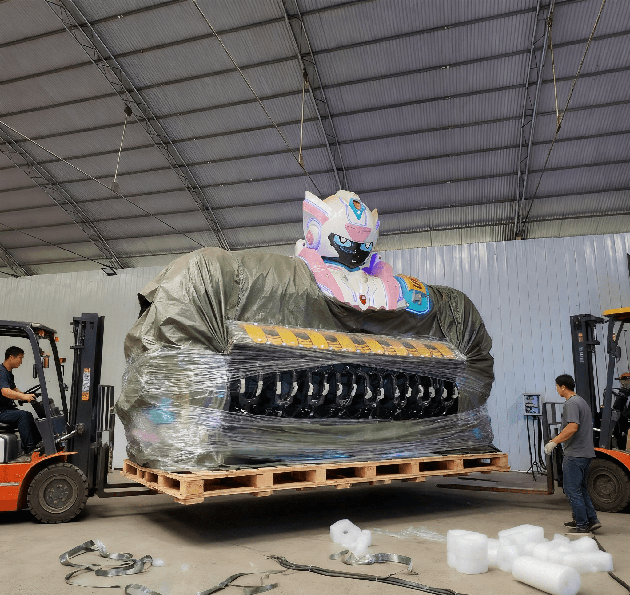 Amusement ride packaging and delivery preparation