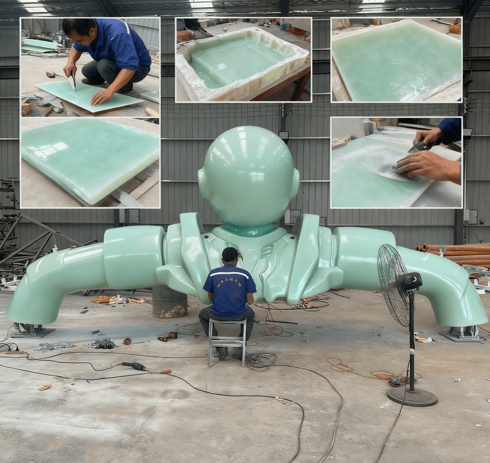 Fiberglass production for amusement ride components