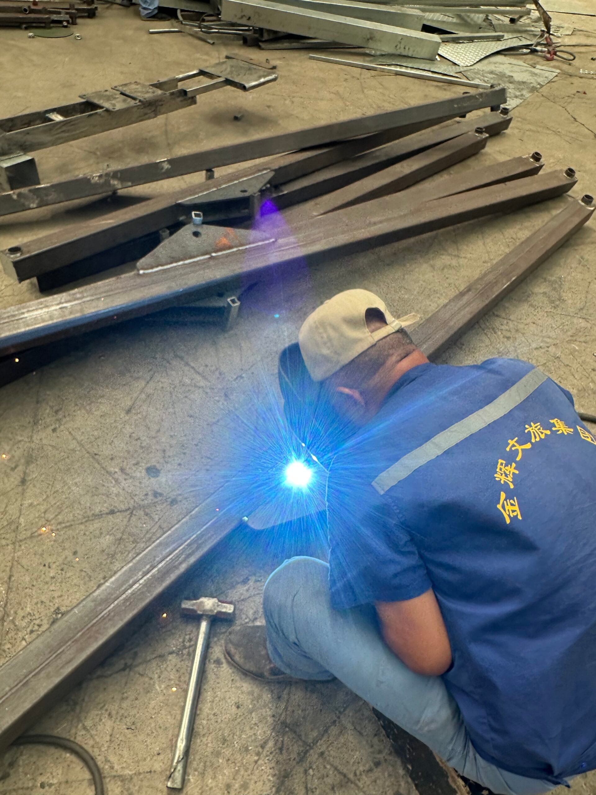 Amusement ride welding process with precision equipment