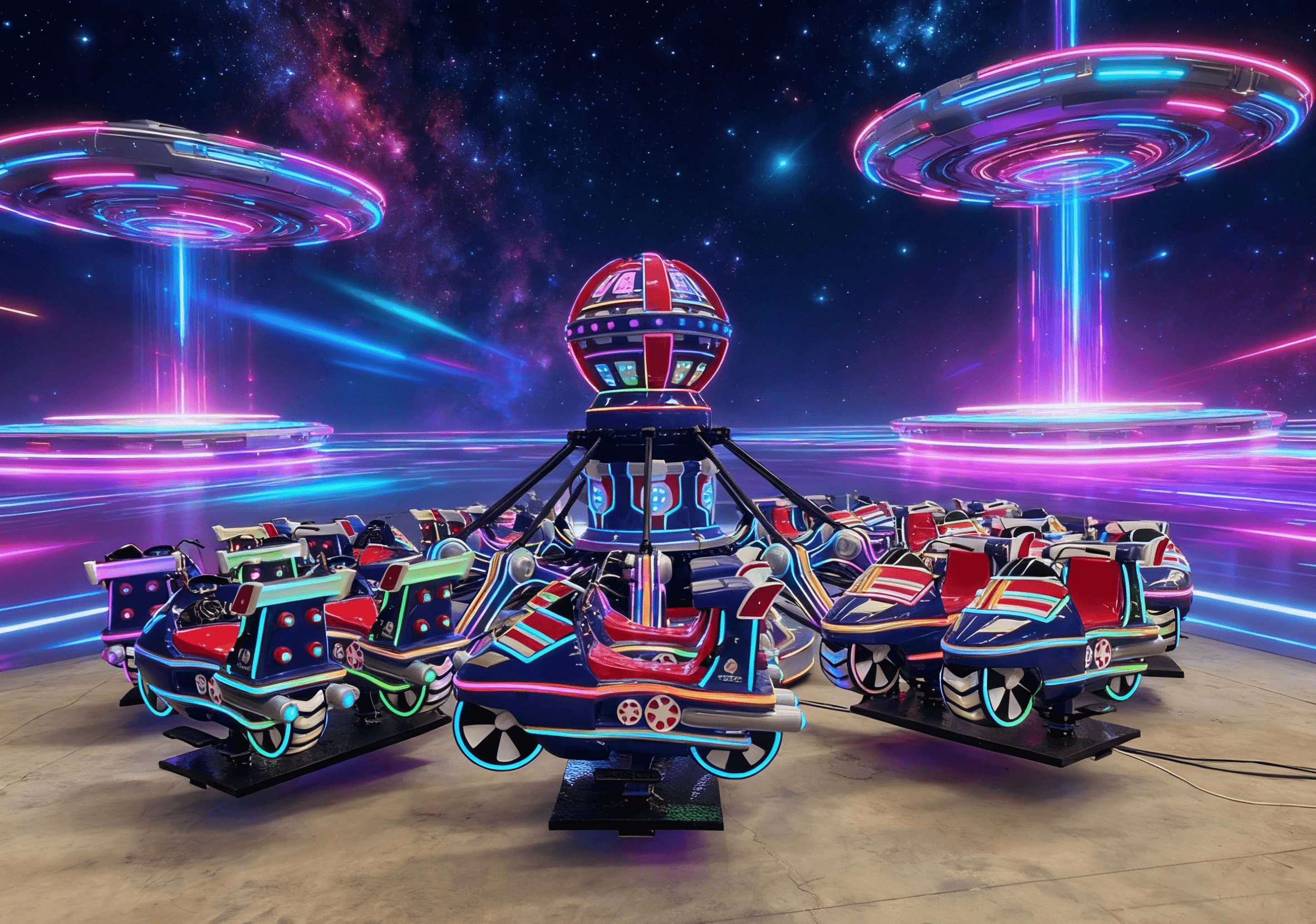 Space Ranger Ride in operation with passengers enjoying the thrilling space-themed experience