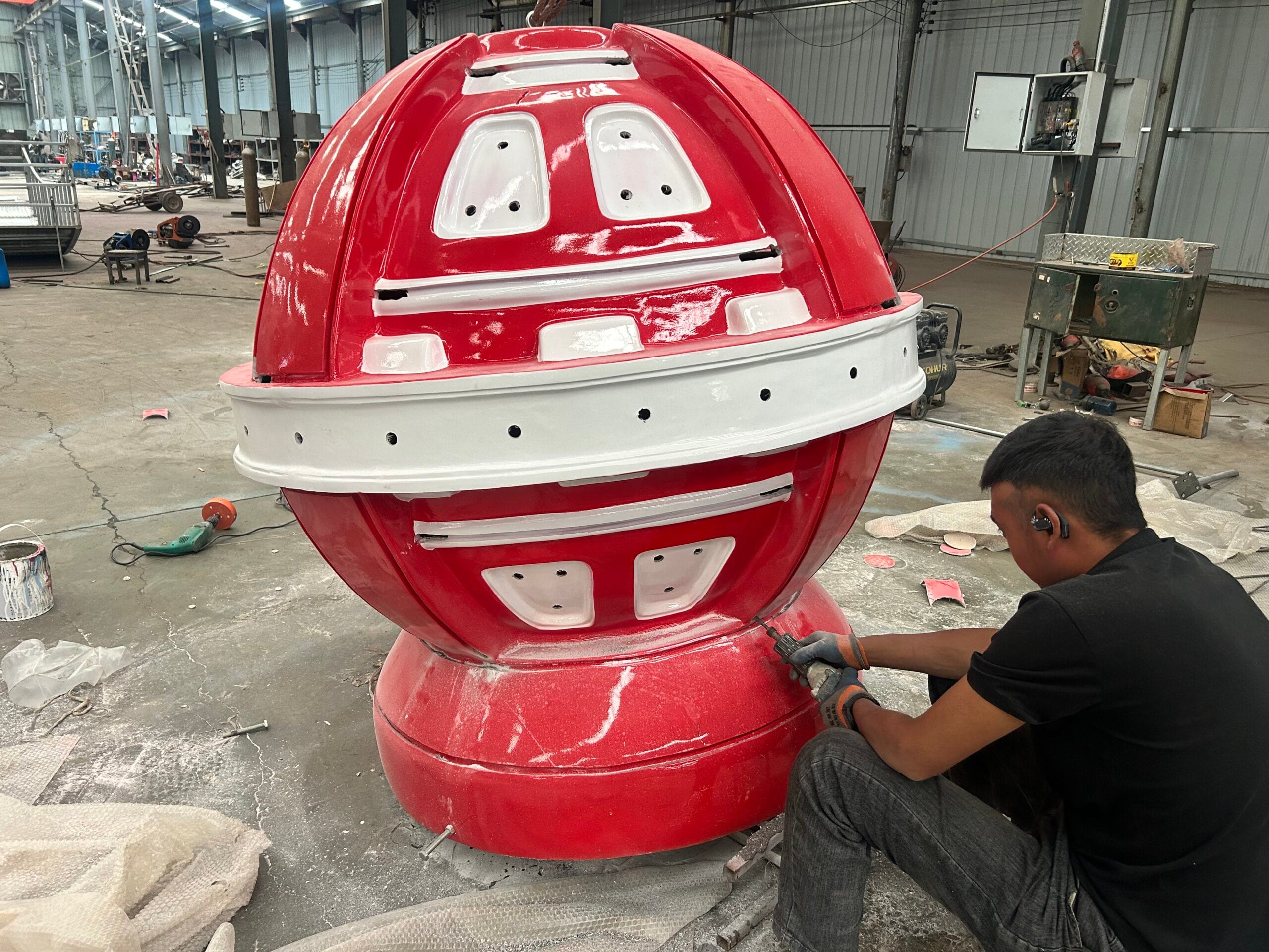 Fiberglass production for Space Ranger Ride components with cosmic designs