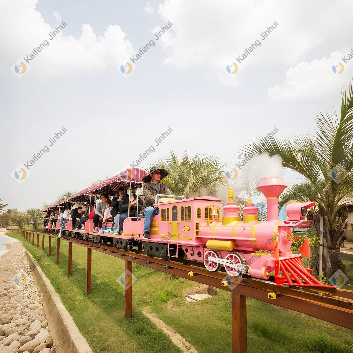 Track train showing safety features and detailed craftsmanship