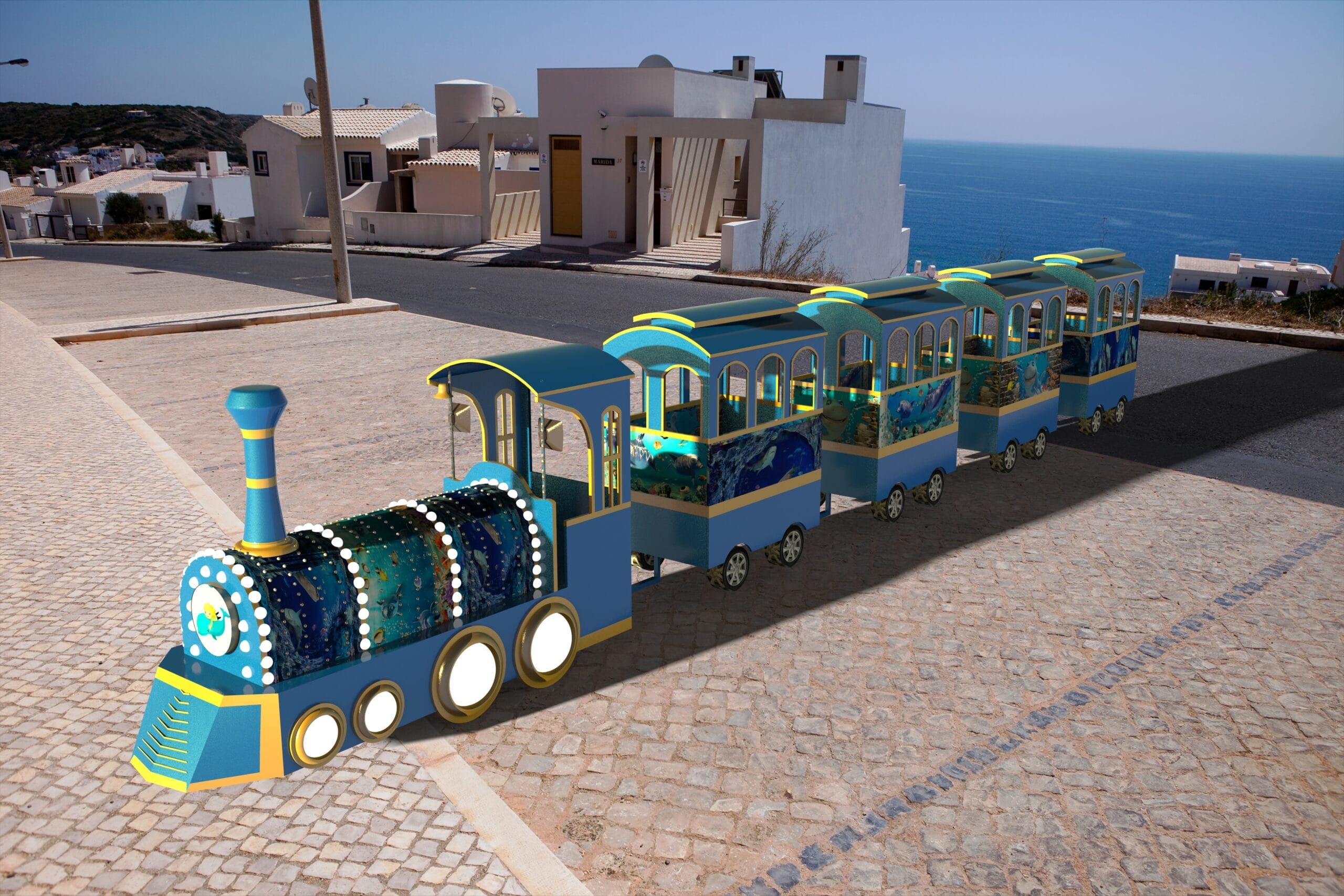 Donut train at sunset