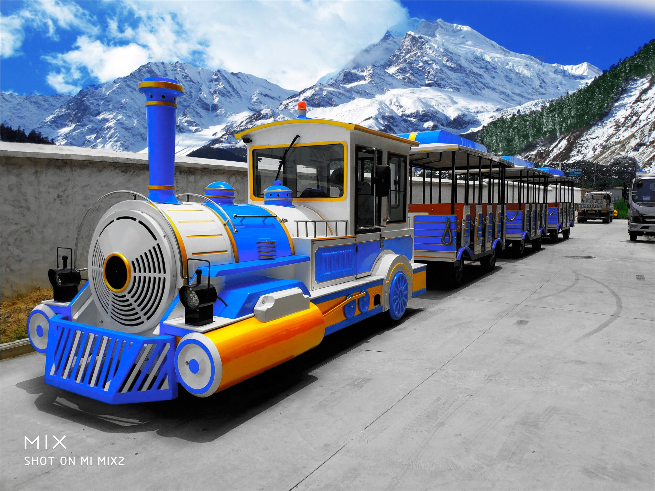Train at amusement park